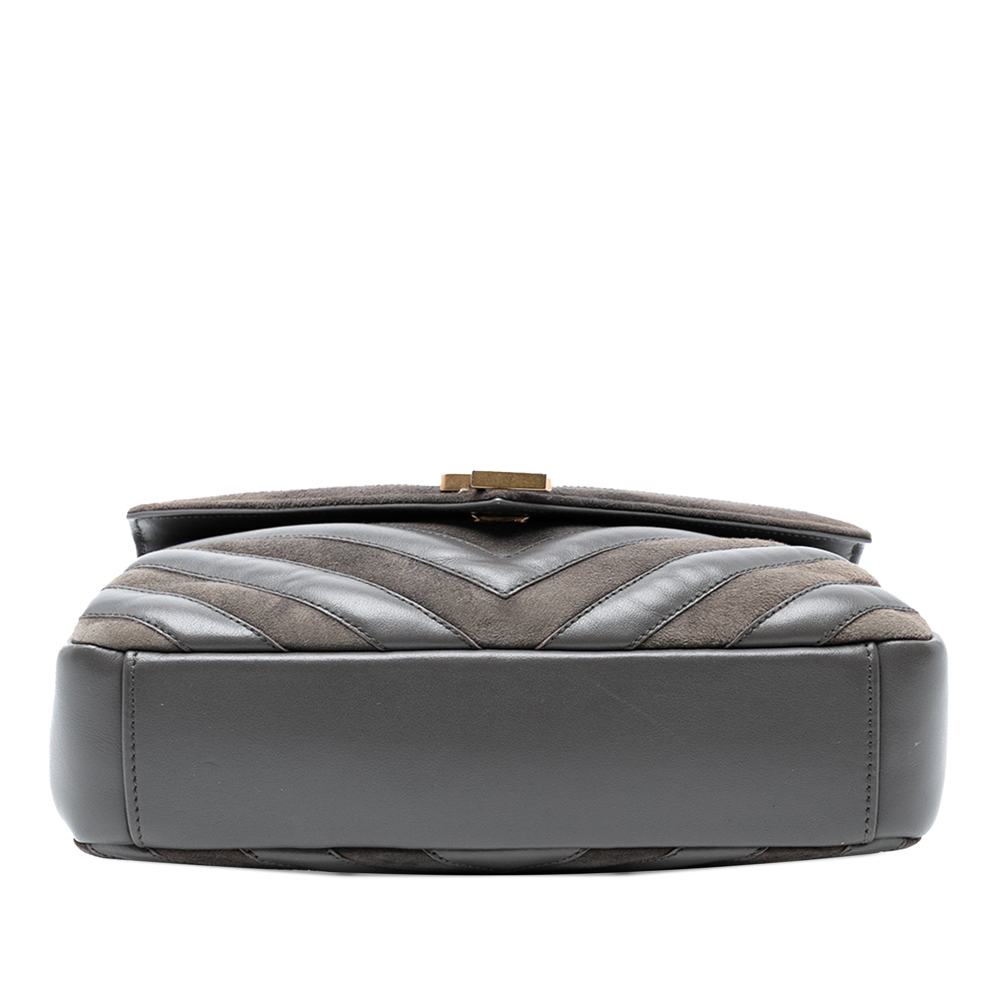 Medium Calfskin and Suede Chevron Monogram College Satchel