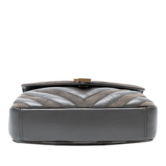 Medium Calfskin and Suede Chevron Monogram College Satchel