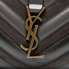 Medium Calfskin and Suede Chevron Monogram College Satchel