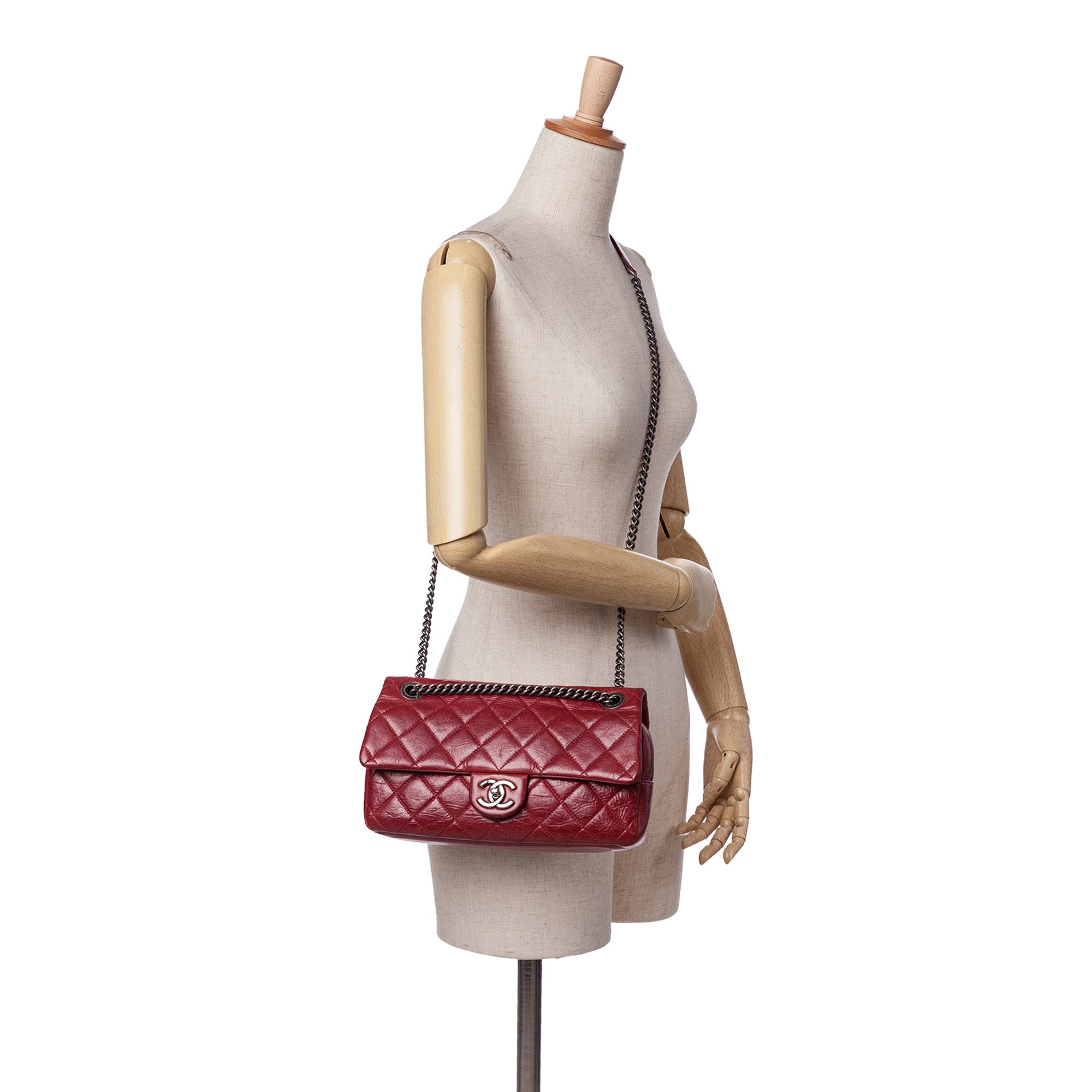 Medium Glazed Calfskin Duo Color Flap
