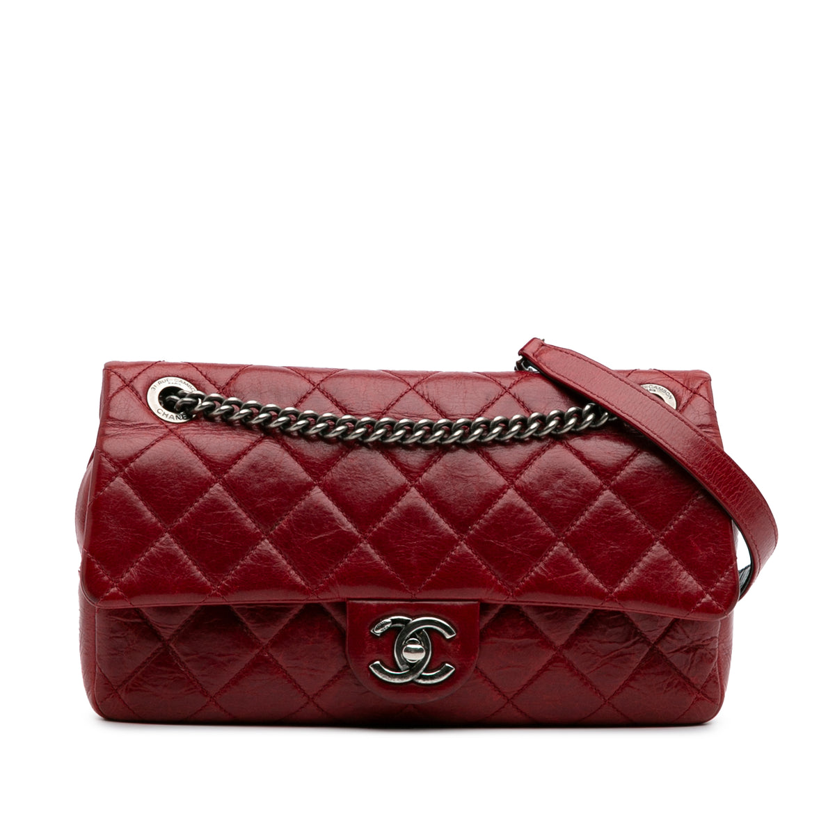 Medium Glazed Calfskin Duo Color Flap