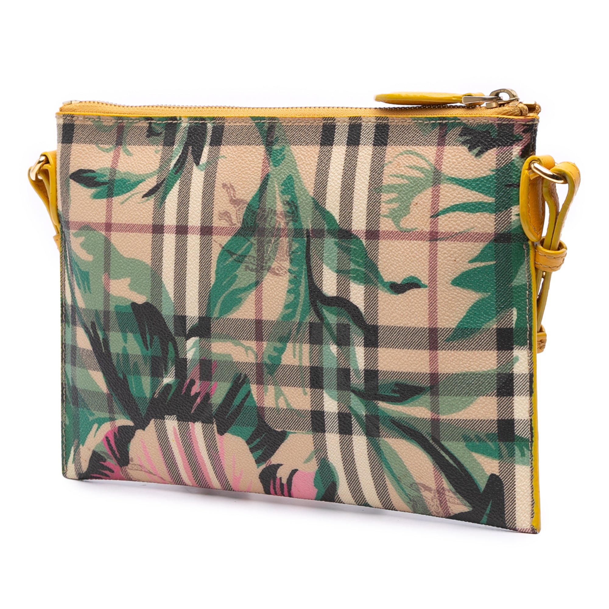 Haymarket Check Coated Canvas Floral Print Crossbody