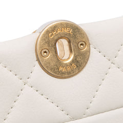 Quilted Calfskin Pearl CC Accordion Flap