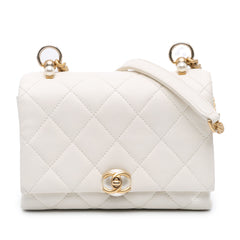 Quilted Calfskin Pearl CC Accordion Flap