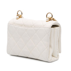 Quilted Calfskin Pearl CC Accordion Flap