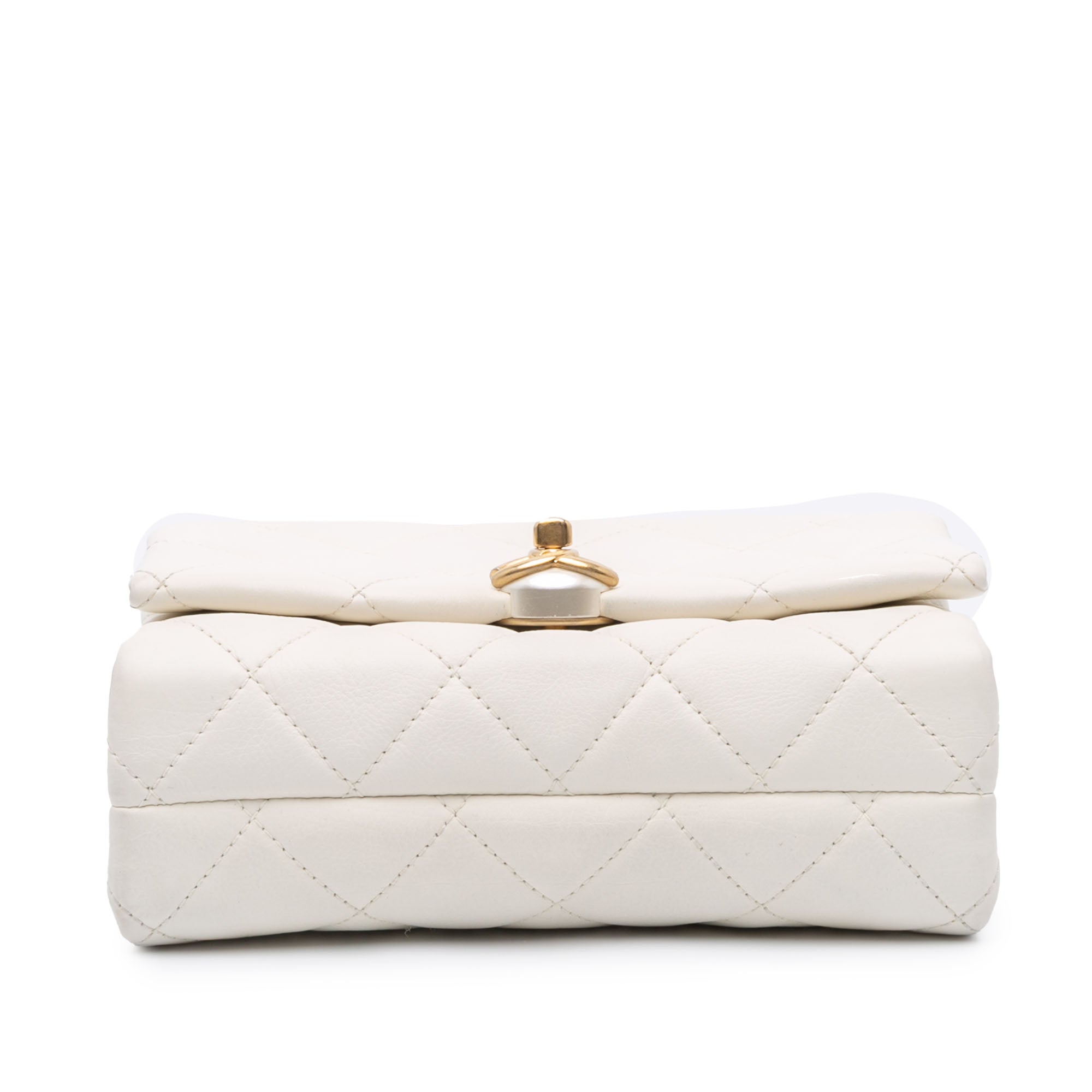 Quilted Calfskin Pearl CC Accordion Flap
