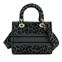 Mizza Medium Embroidered Canvas Leopard Lady D-Lite