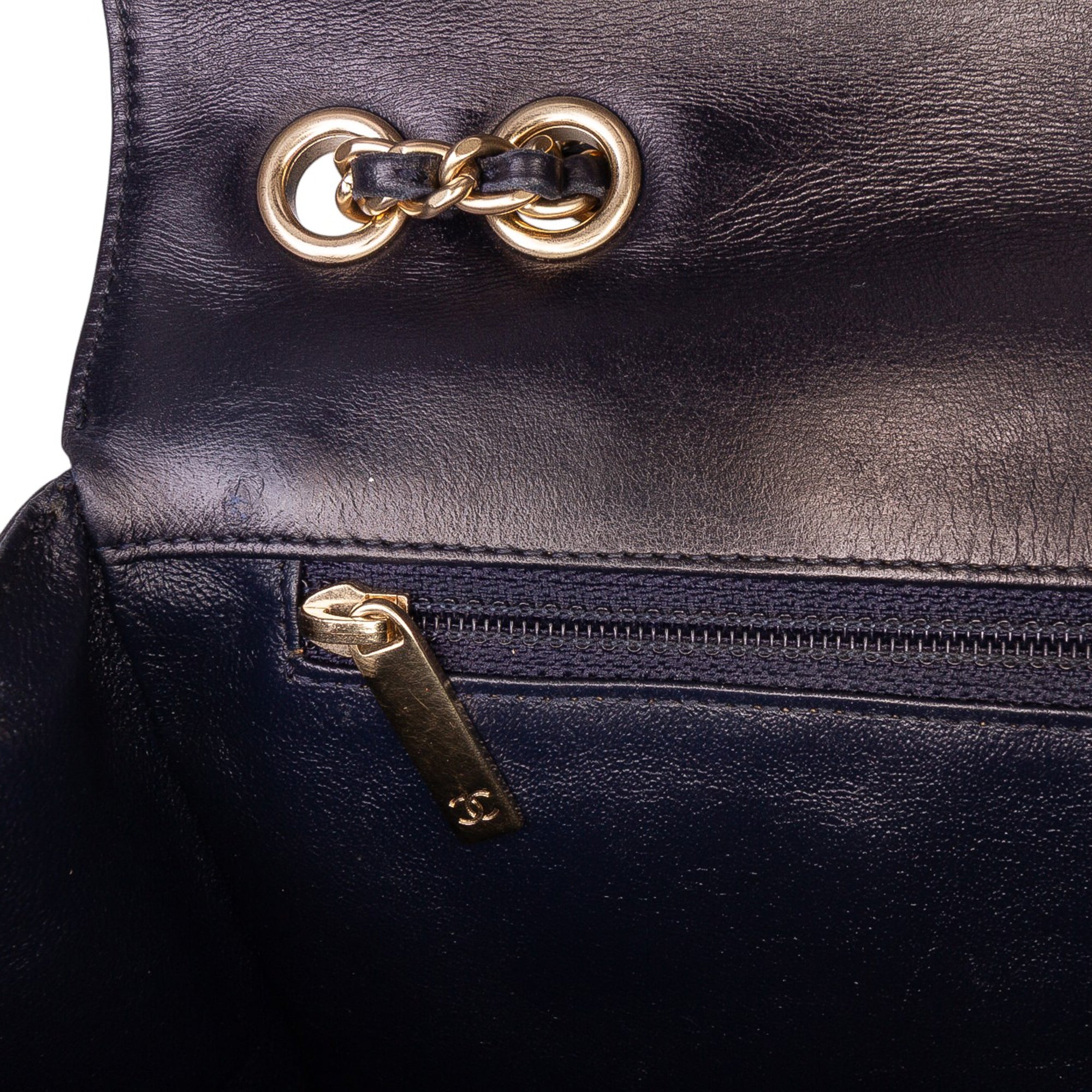CC Horizontal Quilted Lambskin Double Flap