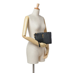 Matelasse Chevron Leather Monogram Zip A5 Wristlet Pouch