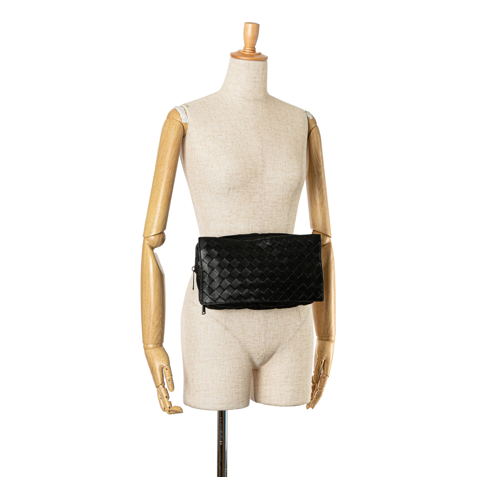 Nylon and Calfskin Intrecciato Belt Bag