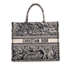 Large Canvas Toile de Jouy Reverse Embroidered Book Tote