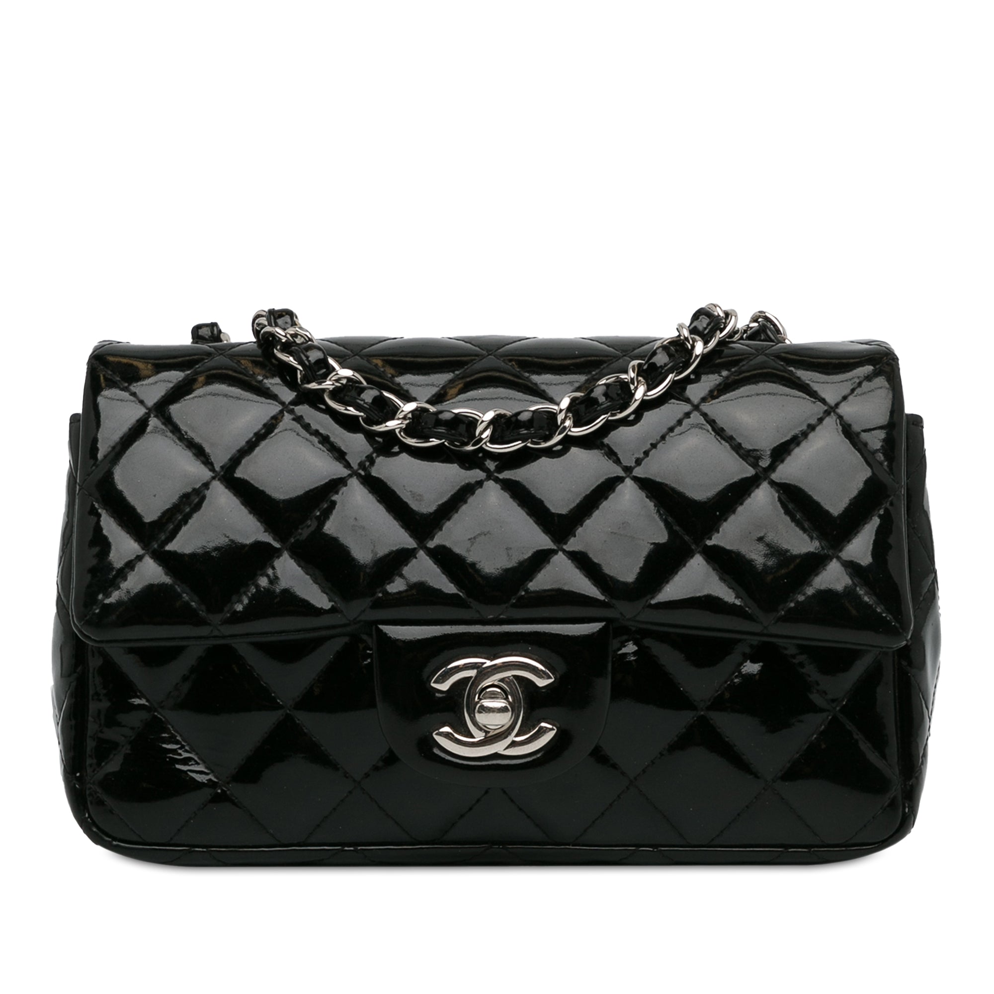 Mini Rectangular Classic Patent Single Flap_0