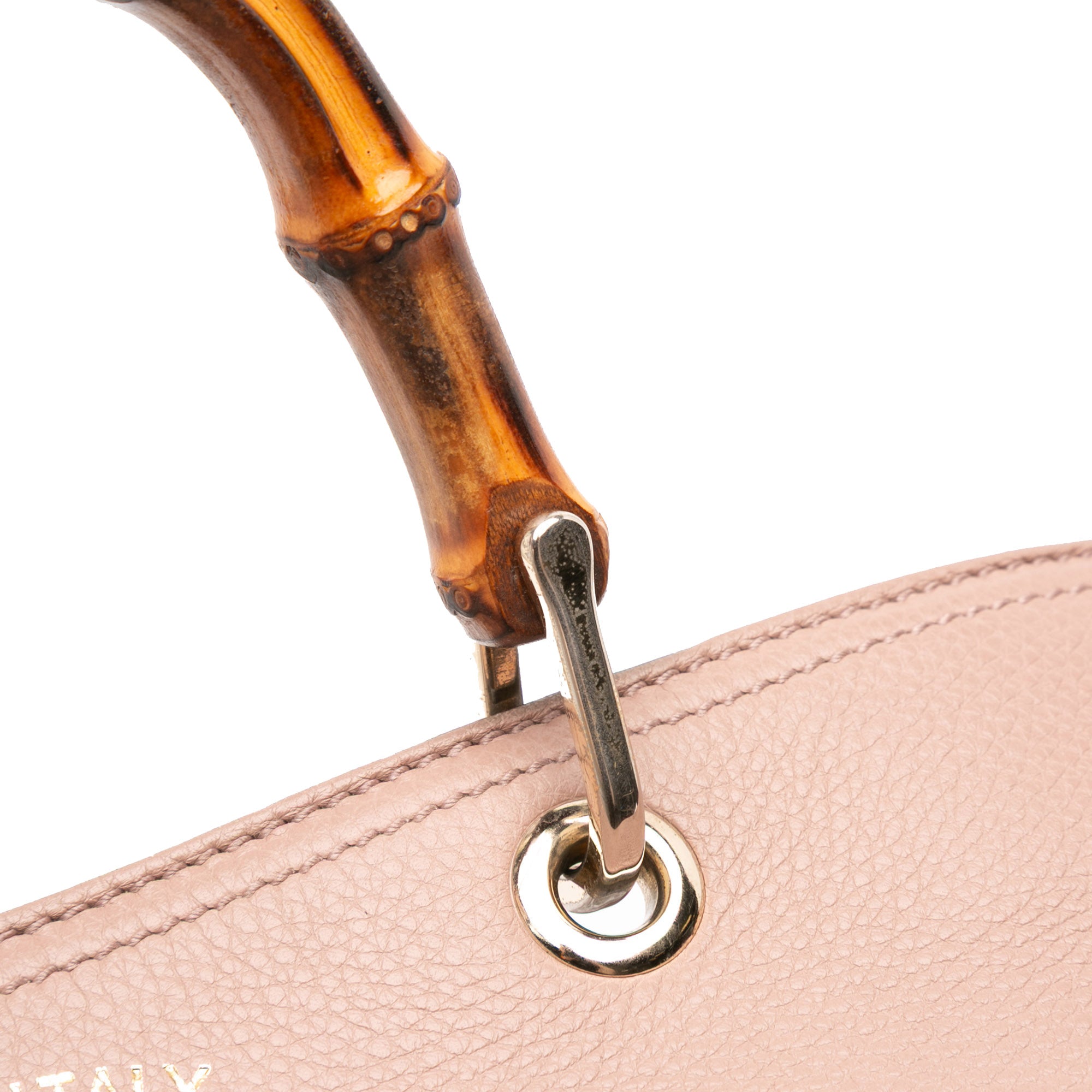 Medium Calfskin Bamboo Shopper Satchel