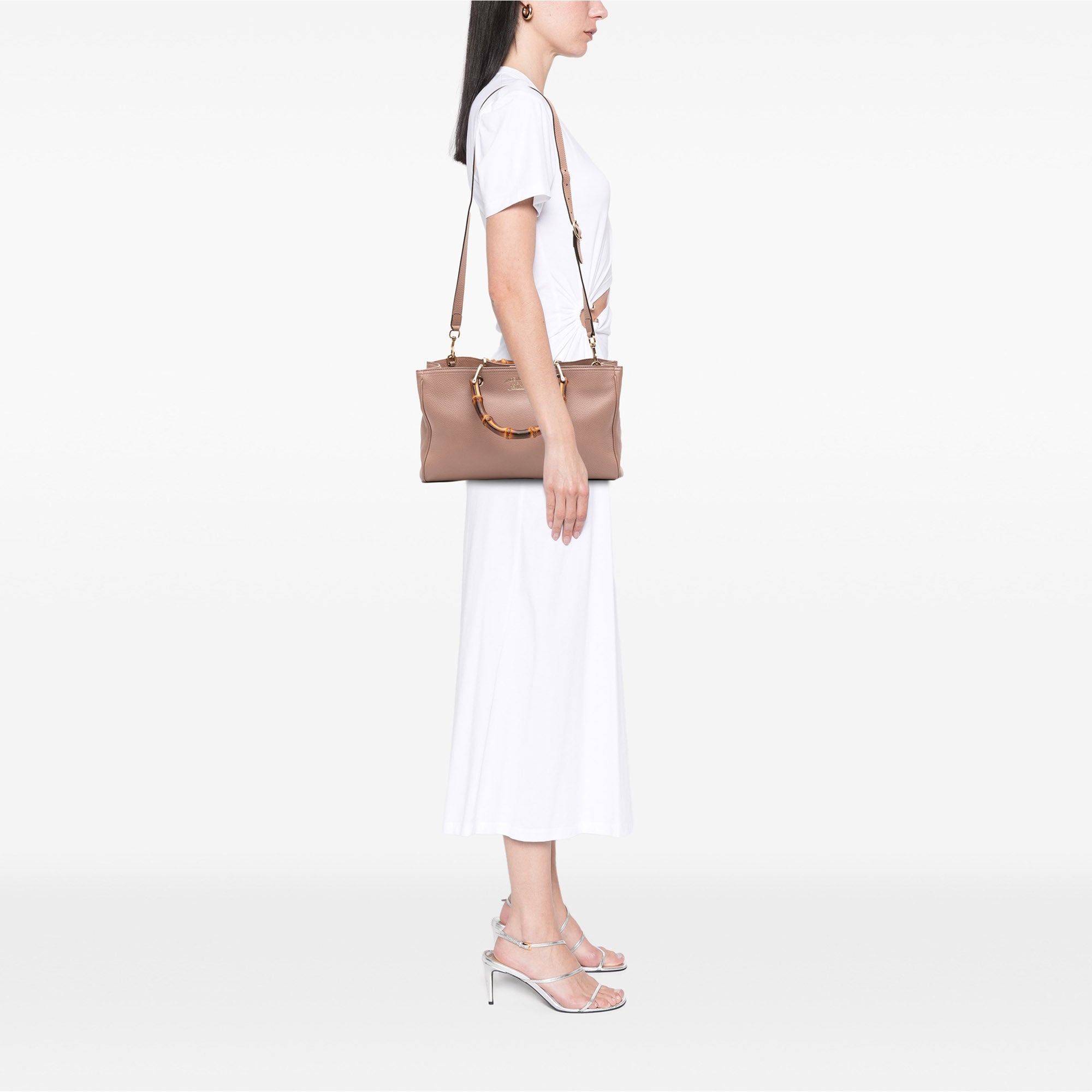 Medium Calfskin Bamboo Shopper Satchel