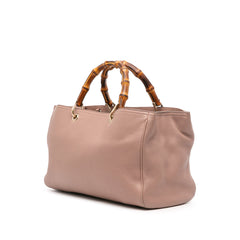 Medium Calfskin Bamboo Shopper Satchel