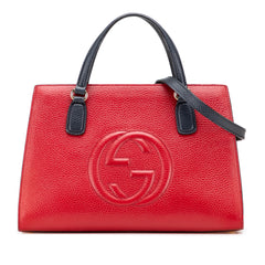 Medium Tricolor Pebbled Calfskin Soho Convertible Top Handle Bag