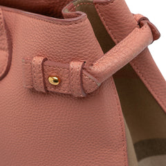 Medium Leather and House Check Banner Satchel