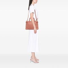 Medium Leather and House Check Banner Satchel