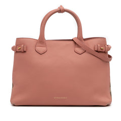 Medium Leather and House Check Banner Satchel