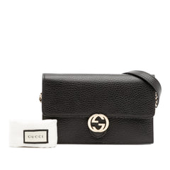 Leather Interlocking G Dollar Wallet on Chain