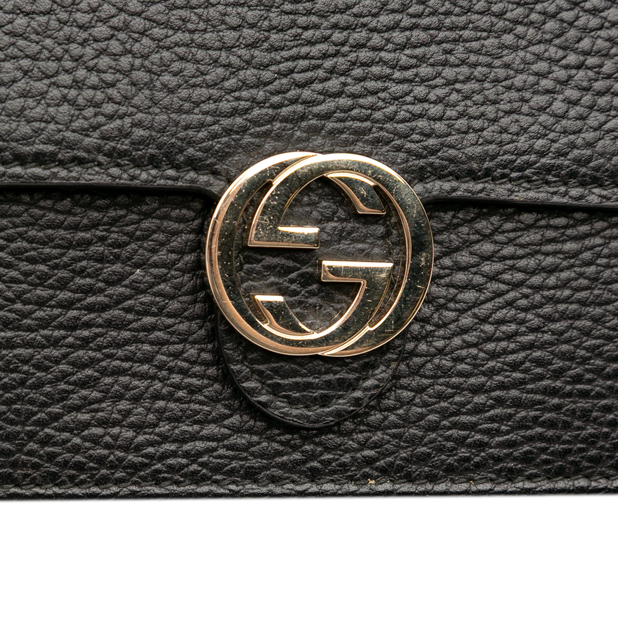 Leather Interlocking G Dollar Wallet on Chain