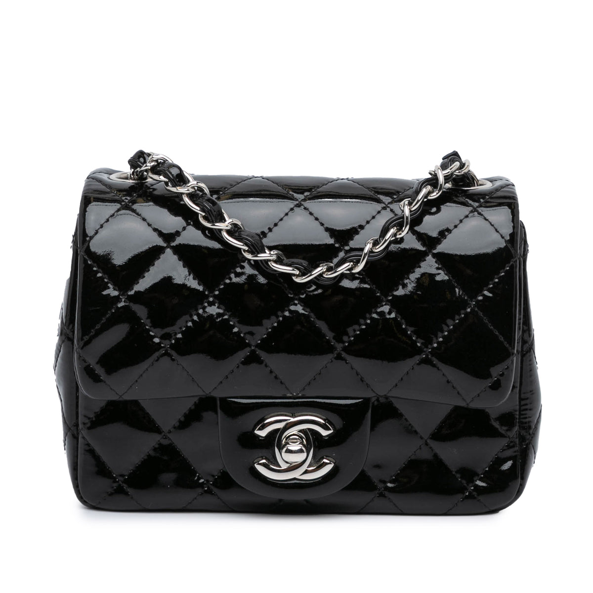 Mini Square Classic Patent Single Flap