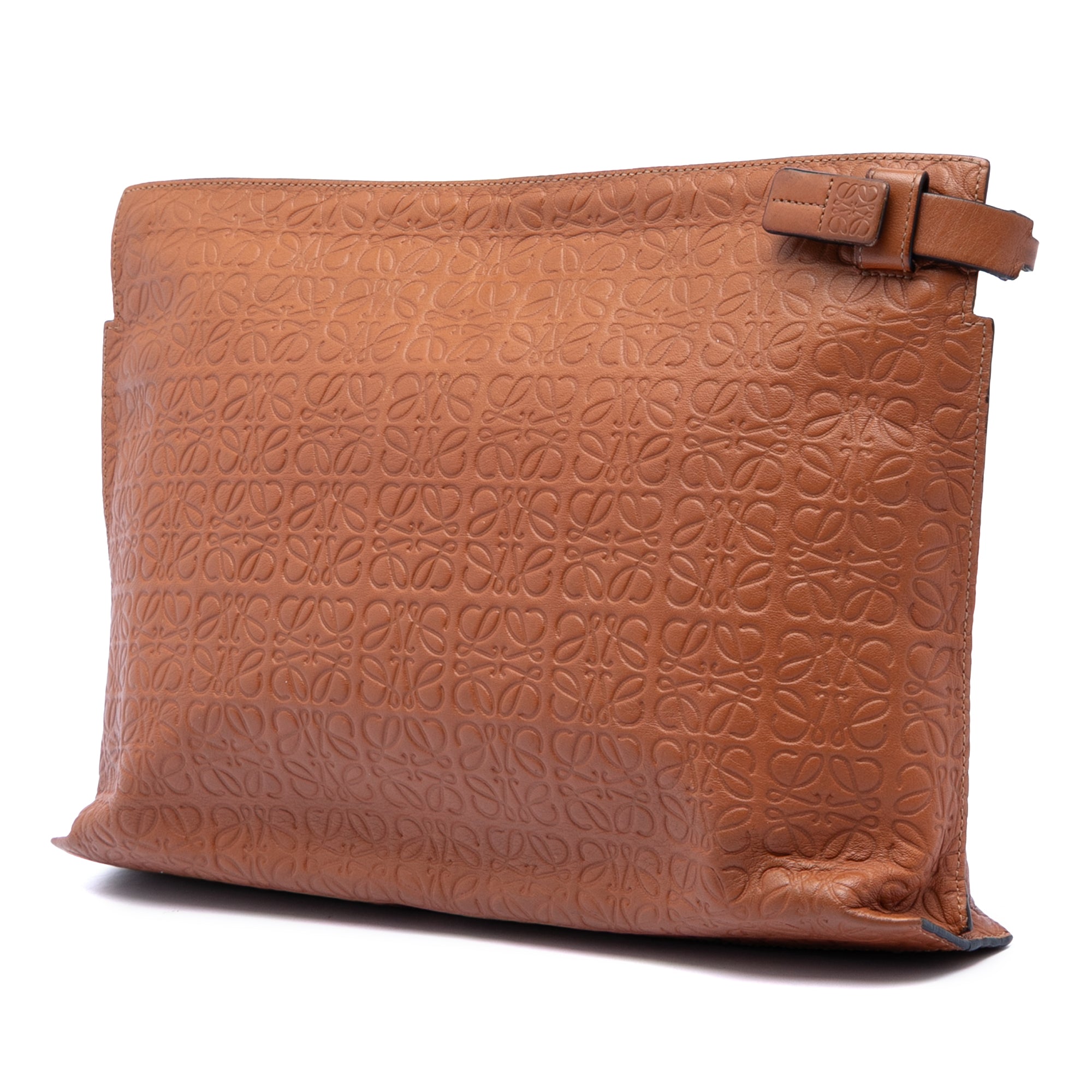Embossed Anagram Leather Repeat T Clutch