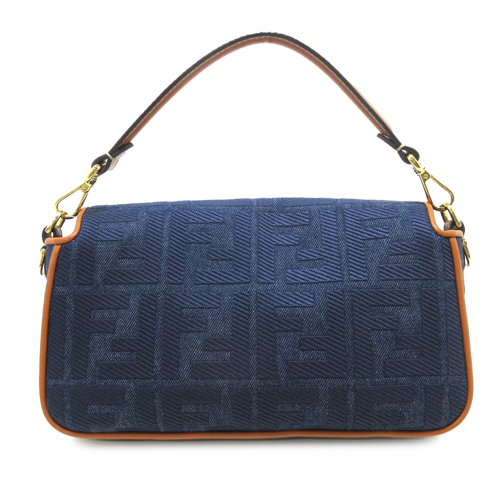 Zucca Embroidered Denim Baguette Satchel