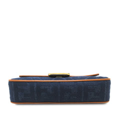 Zucca Embroidered Denim Baguette Satchel