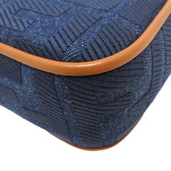 Zucca Embroidered Denim Baguette Satchel