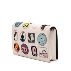 Leather Patch Embellished Wallet on Chain