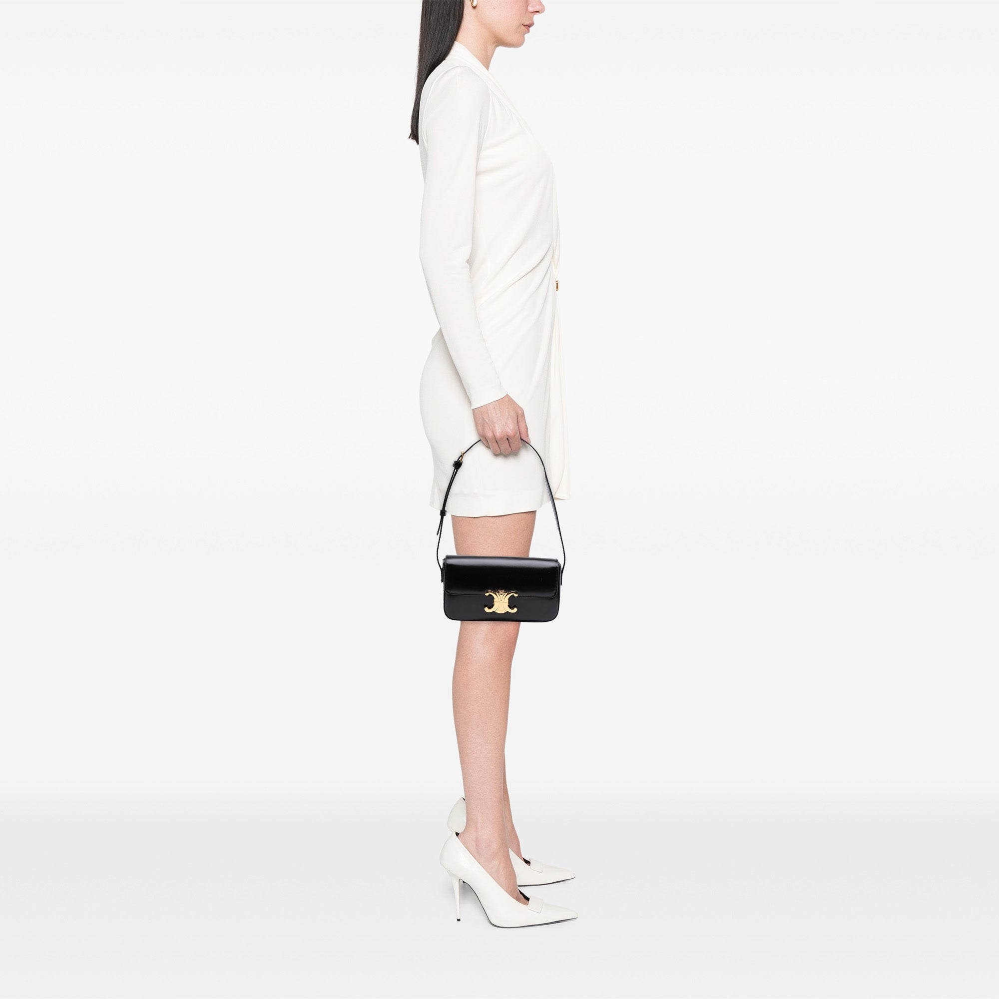 Shiny Calfskin Claude Shoulder Bag