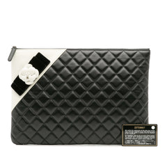 Large Quilted Lambskin Camellia O Case Clutch