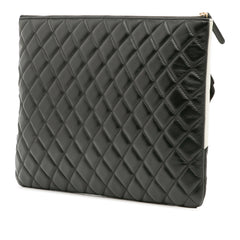 Large Quilted Lambskin Camellia O Case Clutch