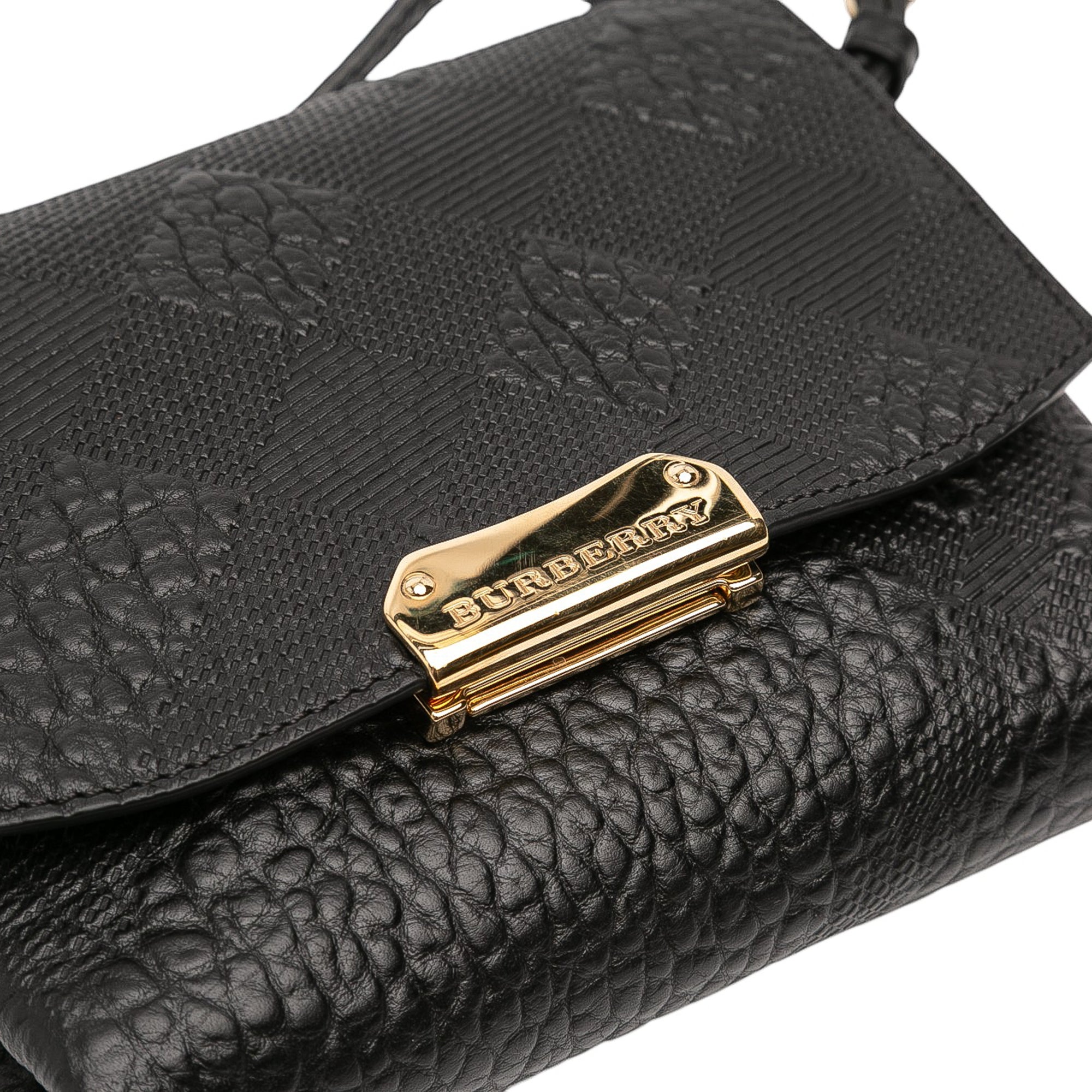 Embossed Grain Check Leather Langley Crossbody