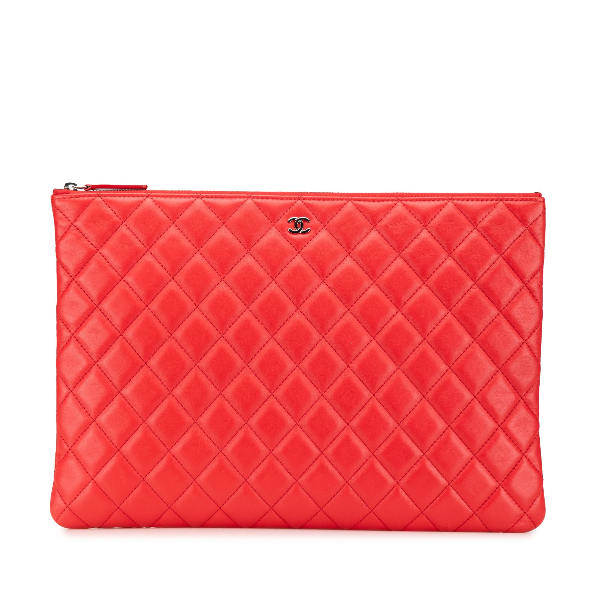 Large Quilted Lambskin O Case Clutch