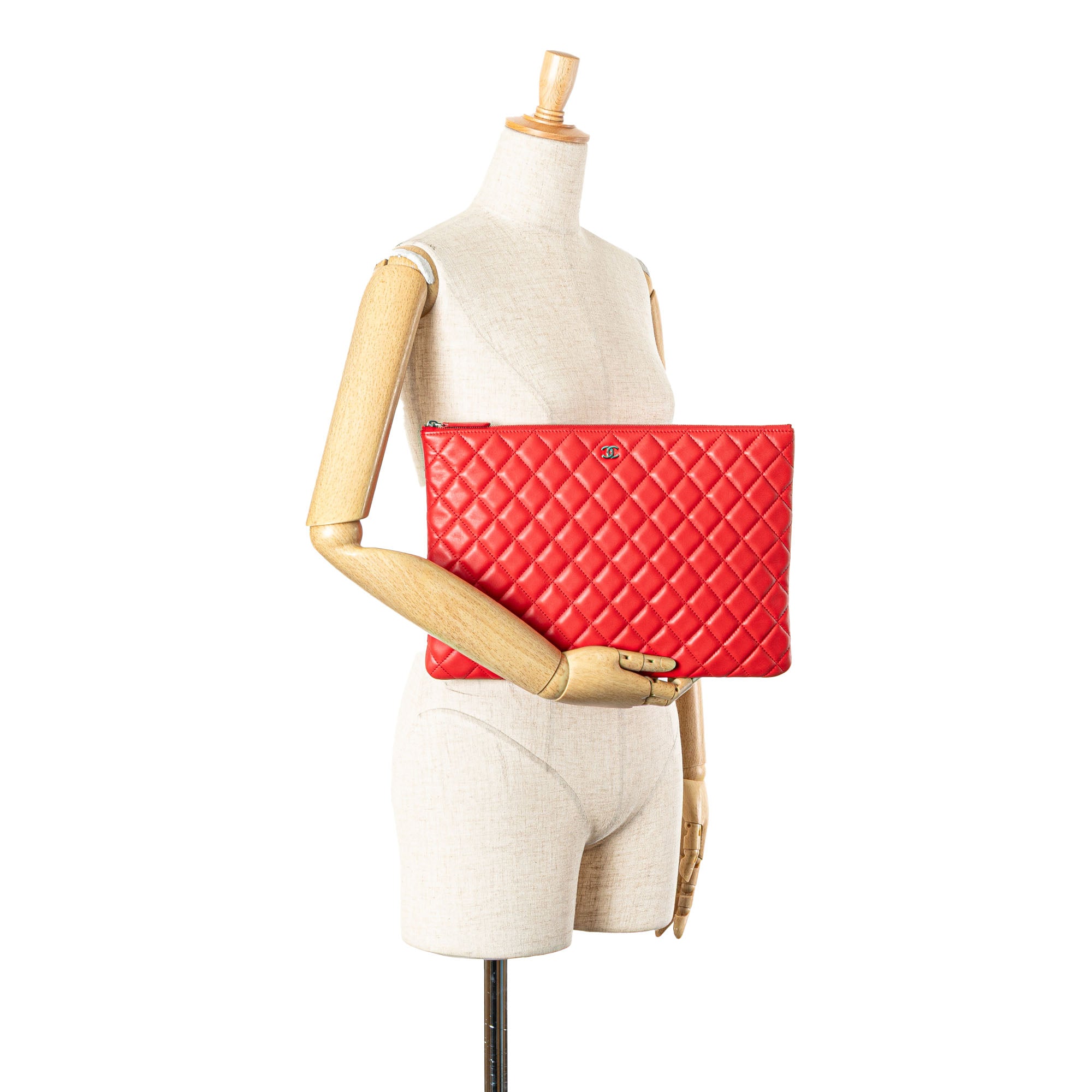 Large Quilted Lambskin O Case Clutch