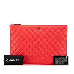 Large Quilted Lambskin O Case Clutch