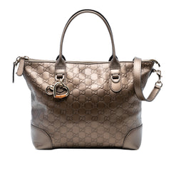 Metallic Guccissima Heart Bit Tote