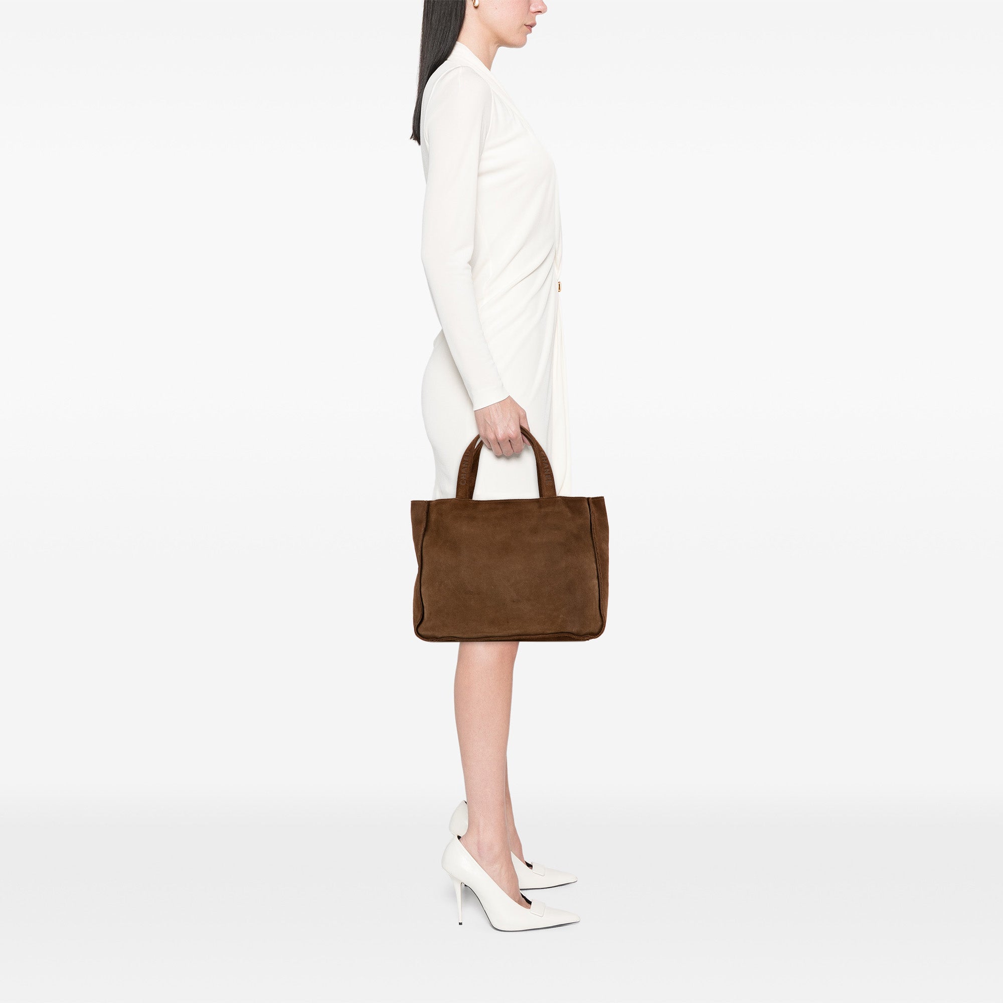 Suede Logo Strap Tote