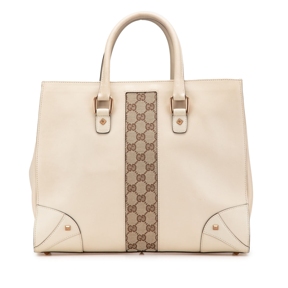 Calfskin and GG Canvas Nailhead Tote