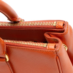 Small Saffiano Lux Galleria Double Zip Satchel