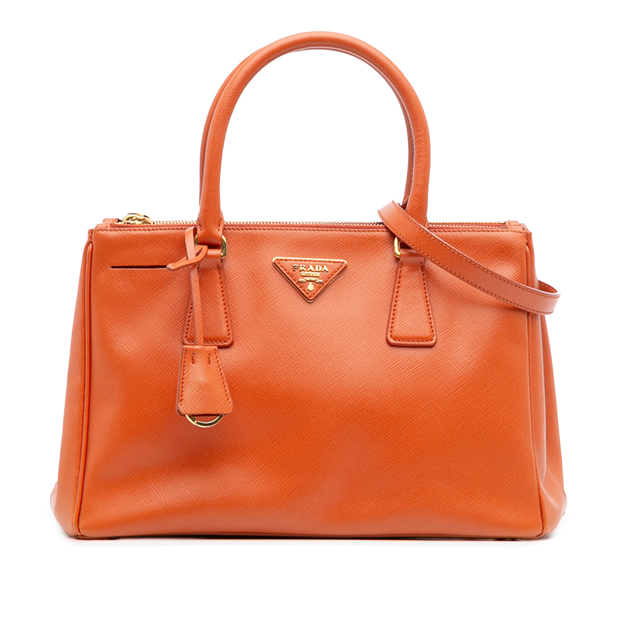 Small Saffiano Lux Galleria Double Zip Satchel
