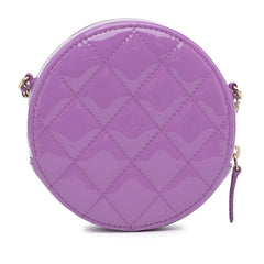 CC Quilted Patent Round Clutch With Chain_3