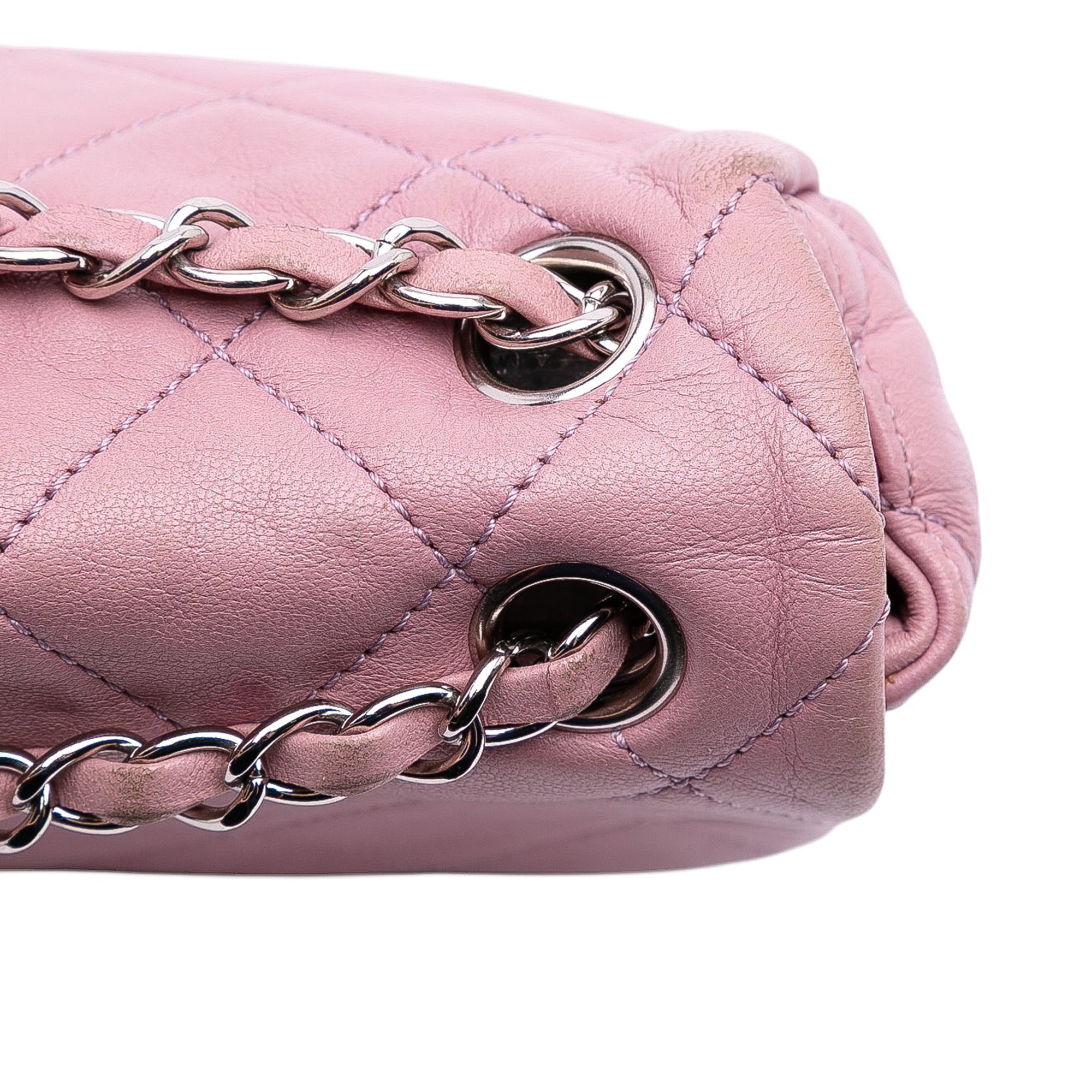 Medium Bicolor Lambskin and Calfskin CC Chain Flap