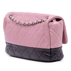 Medium Bicolor Lambskin and Calfskin CC Chain Flap