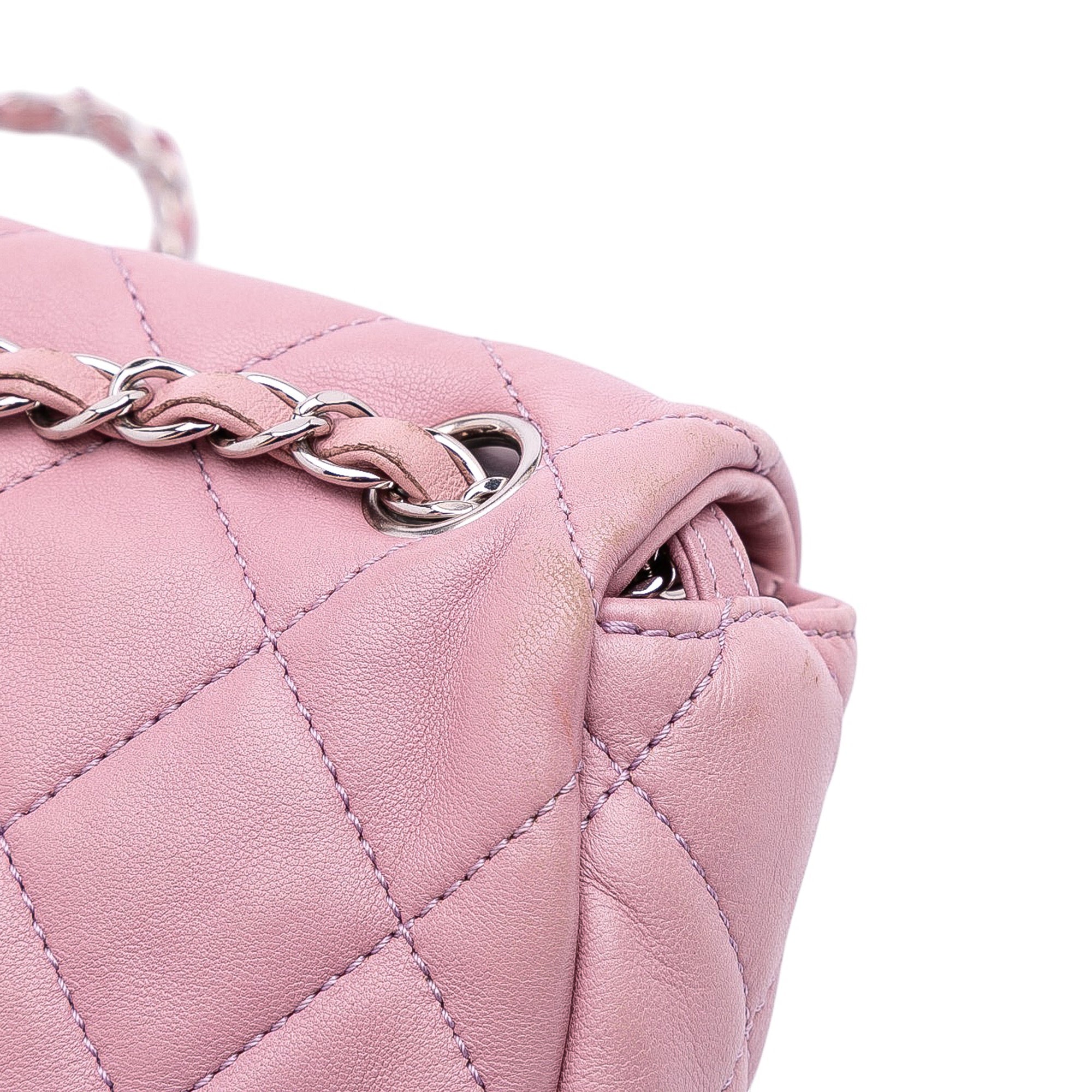 Medium Bicolor Lambskin and Calfskin CC Chain Flap