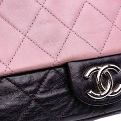 Medium Bicolor Lambskin and Calfskin CC Chain Flap