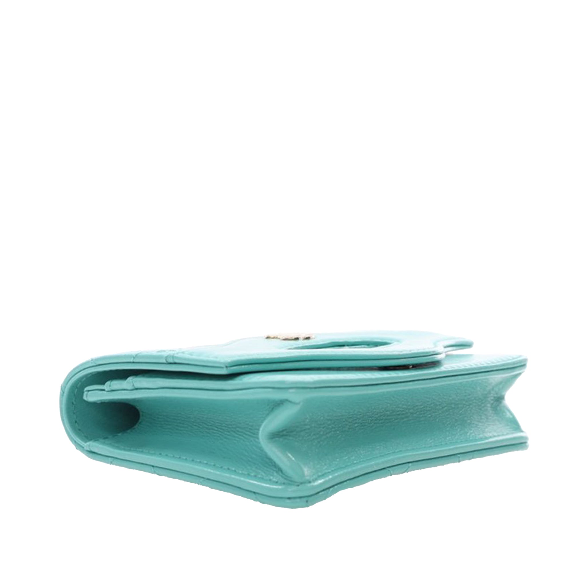 CC Quilted Calfskin Flap Card Holder