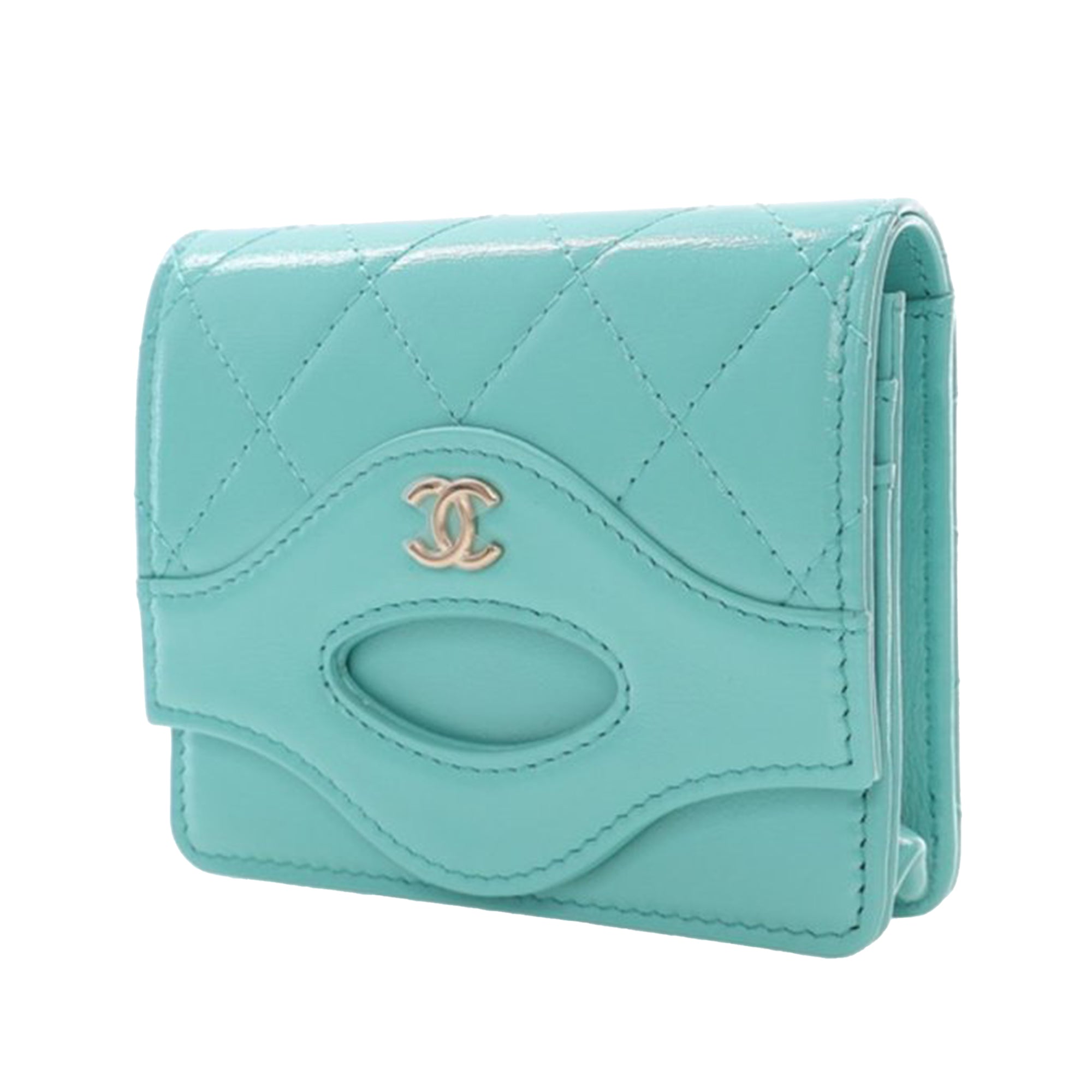 CC Quilted Calfskin Flap Card Holder
